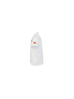 100% Polyester Men White Short Sleeve Polo Shirts With Embroidery LOGO